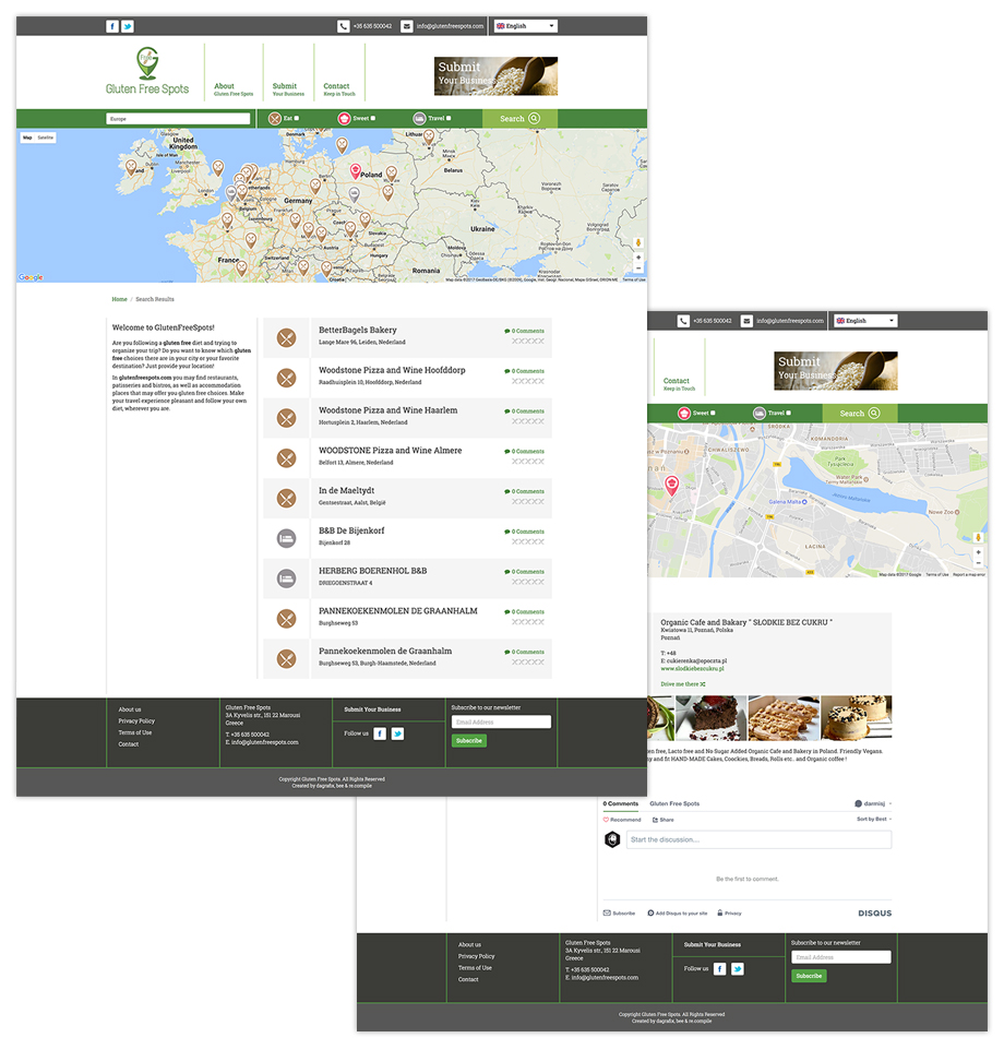 Gluten Free Spots, responsive σχεδιασμός κατασκευή ιστοσελίδας, website responsive design development