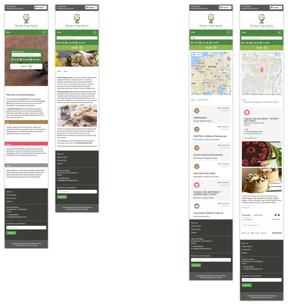Gluten Free Spots, responsive σχεδιασμός κατασκευή ιστοσελίδας, website responsive design development