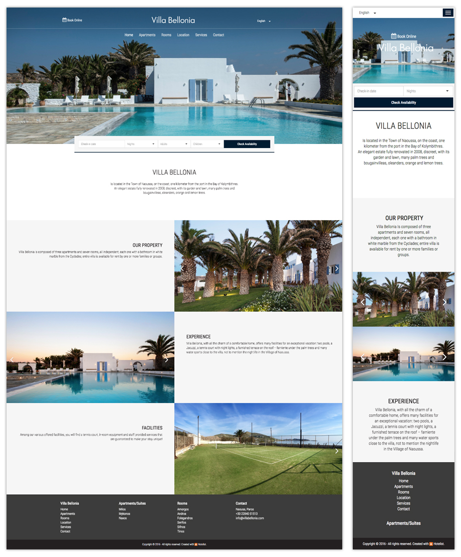 Villa Bellonia, responsive σχεδιασμός κατασκευή ιστοσελίδας, website responsive design development