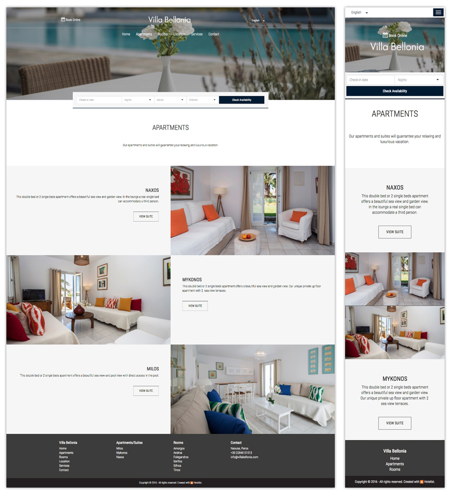 Villa Bellonia, responsive σχεδιασμός κατασκευή ιστοσελίδας, website responsive design development